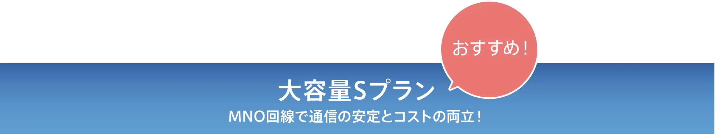 大容量Sプラン MNO回線で通信の安定とコストの両立!