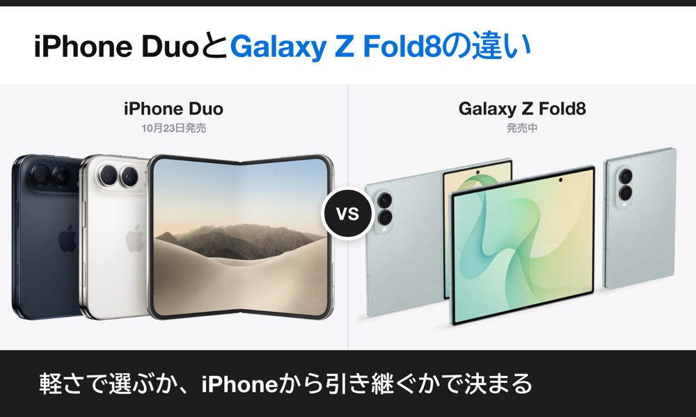 iPhone DuoとGalaxy Z Fold8を比較｜53g差と使えるSIMの違い