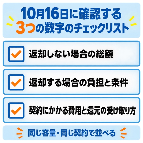 10月16日に確認する3つの数字のチェックリスト