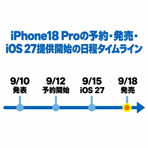 iPhone18 Proの予約・発売・iOS 27提供開始の日程タイムライン