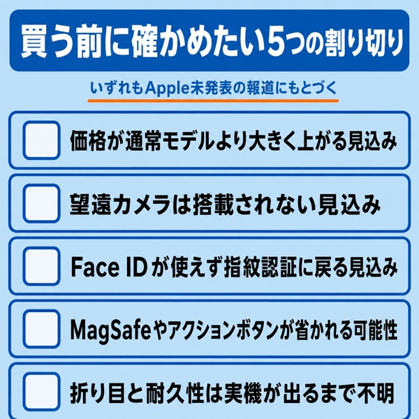 折りたたみiPhoneで割り切りが必要になる5つのポイントのチェックリスト