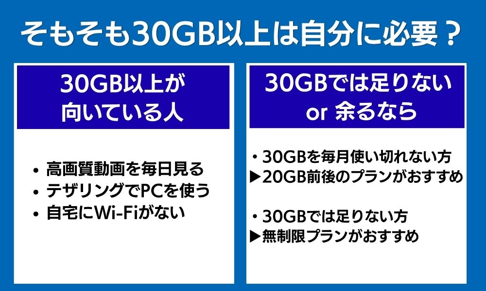 そもそも30GB以上は自分に必要?