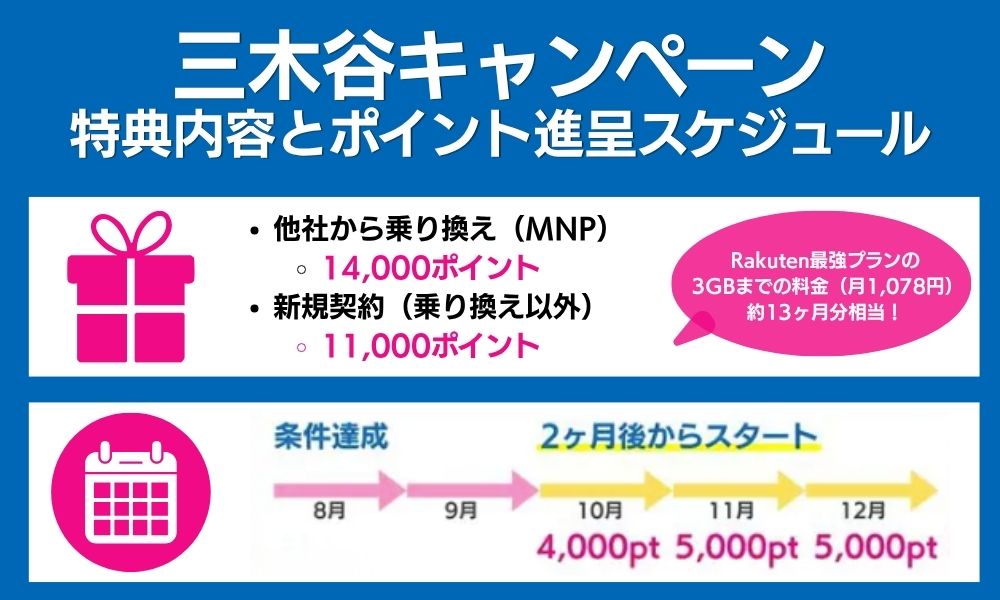 三木谷キャンペーンの特典内容とポイント進呈スケジュール