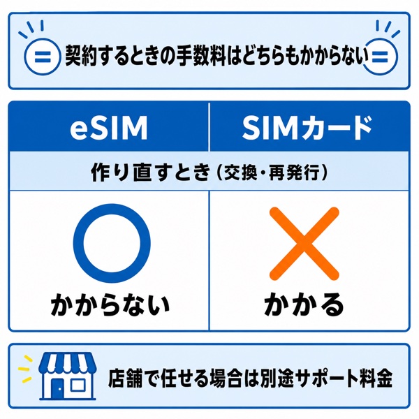 楽天モバイルのeSIMとSIMカードでかかる費用の対比図