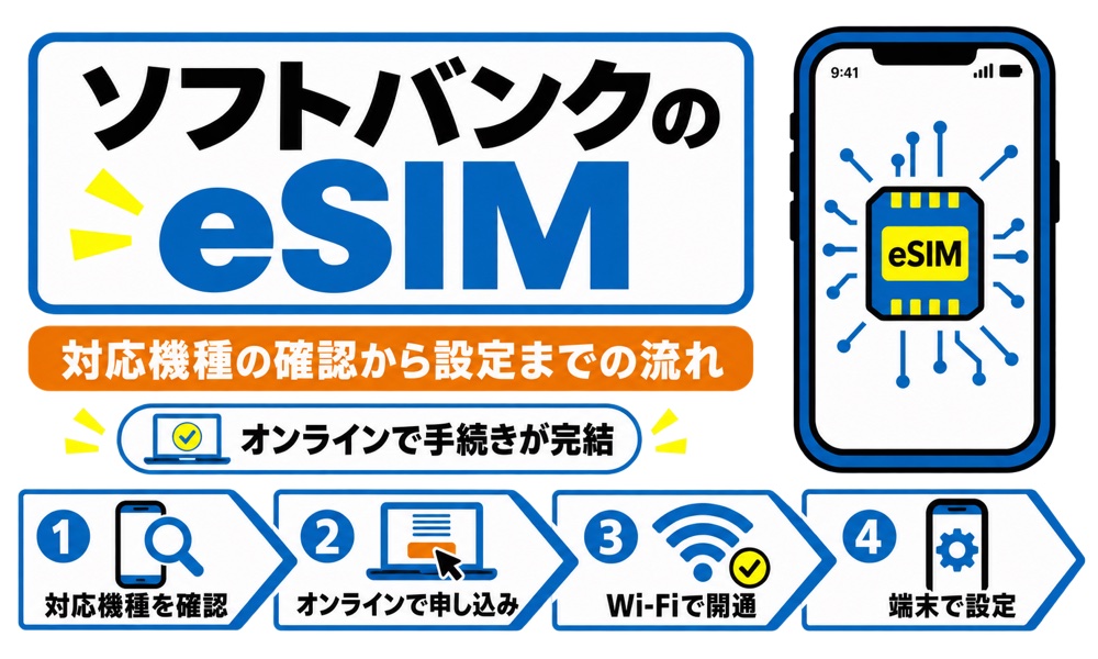 ソフトバンクのeSIM｜オンラインなら手数料0円で変更できる